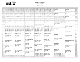 GRIT Program Schedule Listings in Eastern Time