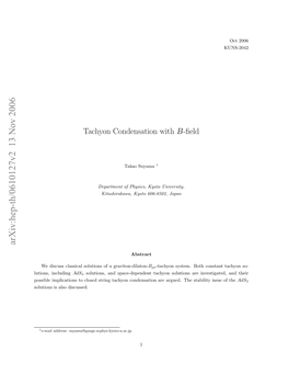Tachyon Condensation with B-Field