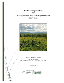 Habitat Management Plan for Honeoye Creek Wildlife Management Area 2017 ‐ 2026