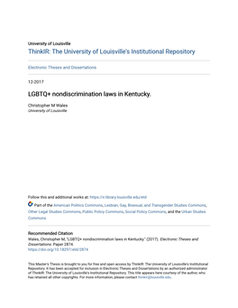 LGBTQ+ Nondiscrimination Laws in Kentucky