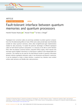 Fault-Tolerant Interface Between Quantum Memories and Quantum Processors