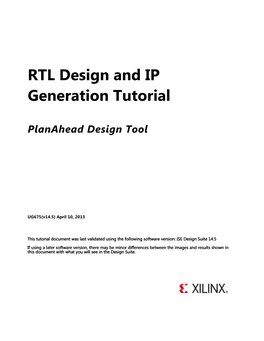 RTL Design and IP Generation Tutorial