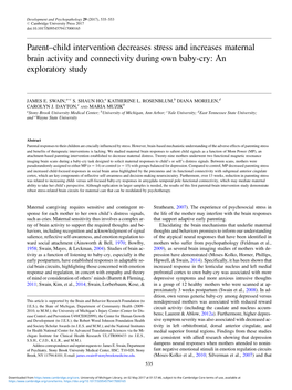 Parent–Child Intervention Decreases Stress and Increases Maternal Brain Activity and Connectivity During Own Baby-Cry: an Exploratory Study