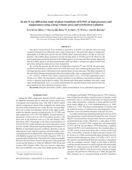 In Situ X-Ray Diffraction Study of Phase Transitions of Fetio3 at High Pressures and Temperatures Using a Large-Volume Press and Synchrotron Radiation