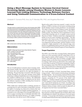 Using a Short Message System to Increase Cervical Cancer Screening Uptake Among Chuukese Women in Guam