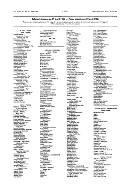 Infected Areas As Oa 17 April 1986 — Zones Infectées Au 17 Avril 1986