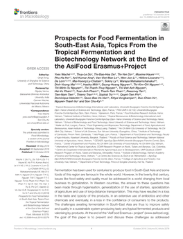 Prospects for Food Fermentation in South-East Asia, Topics from the Tropical Fermentation and Biotechnology Network at the End of the Asifood Erasmus+Project