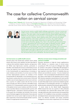 The Case for Collective Commonwealth Action on Cervical Cancer
