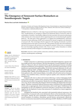 The Emergence of Senescent Surface Biomarkers As Senotherapeutic Targets