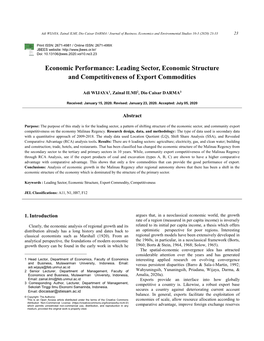 Leading Sector, Economic Structure and Competitiveness of Export Commodities