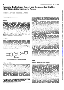 Prazosin: Preliminary Report and Comparative Studies with Other