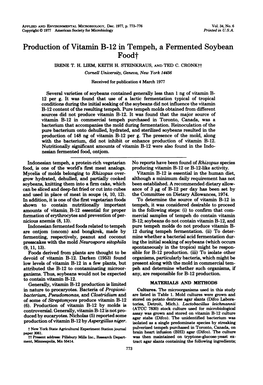 Production of Vitamin B-12 in Tempeh, a Fermented Soybean Food