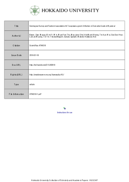 Serological Survey and Factors Associated with Toxoplasma Gondii Infection in Domestic Goats in Myanmar