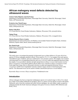 African Mahogany Wood Defects Detected by Ultrasound Waves