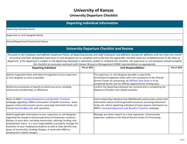 University Departure Checklist