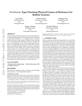 Type Checking Physical Frames of Reference for Robotic Systems