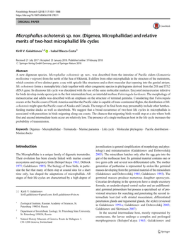 Digenea, Microphallidae) and Relative Merits of Two-Host Microphallid Life Cycles