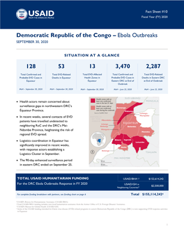 Democratic Republic of the Congo – Ebola Outbreaks SEPTEMBER 30, 2020