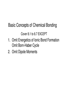 Basic Concepts of Chemical Bonding