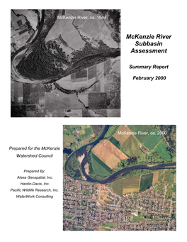 Mckenzie River Subbasin Assessment Summary Table of Contents