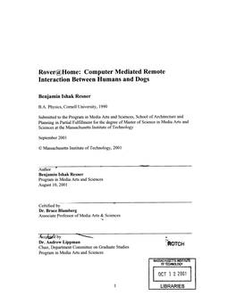 Computer Mediated Remote Interaction Between Humans and Dogs