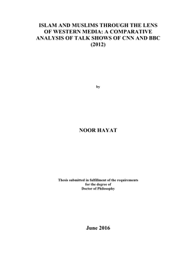 Islam and Muslims Through the Lens of Western Media: a Comparative Analysis of Talk Shows of Cnn and Bbc (2012)