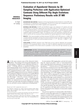 Evaluation of Aqueductal Stenosis by 3D