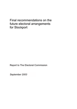 Final Recommendations on the Future Electoral Arrangements for Stockport