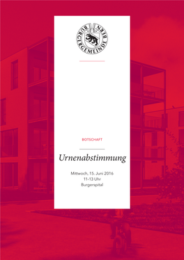 Abstimmungsbotschaft Vom 15. Juni 2016