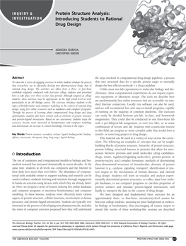 Protein Structure Analysis: Introducing Students to Rational Drug Design