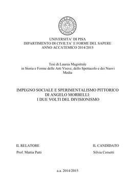 Impegno Sociale E Sperimentalismo Pittorico Di Angelo Morbelli: I Due Volti Del Divisionismo