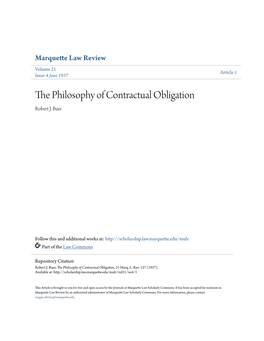 The Philosophy of Contractual Obligation, 21 Marq