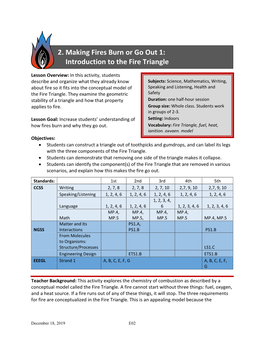 2. Making Fires Burn Or Go out 1: Introduction to the Fire Triangle