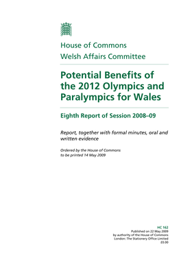Potential Benefits of the 2012 Olympics and Paralympics for Wales