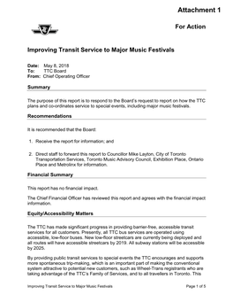 Improving Transit Service Options to Major Music Festivals