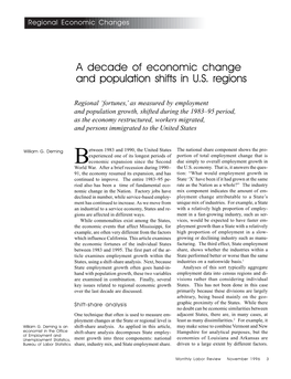 A Decade of Economic Change and Population Shifts in U.S. Regions