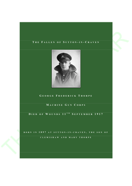 George Frederick Thorpe Was Born on the 3Rd February 1897 at Higher Malsis, Sutton-In-Craven