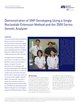 Demonstration of SNP Genotyping Using a Single Nucleotide Extension Method and the 3500 Series Genetic Analyzer