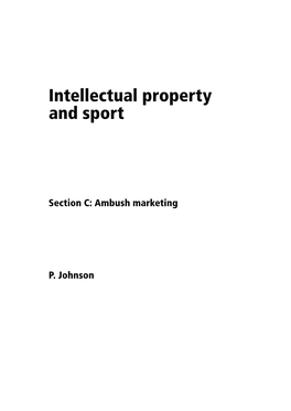 Intellectual Property and Sport