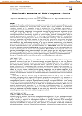 Plant-Parasitic Nematodes and Their Management: a Review