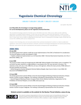 Yugoslavia Chemical Chronology