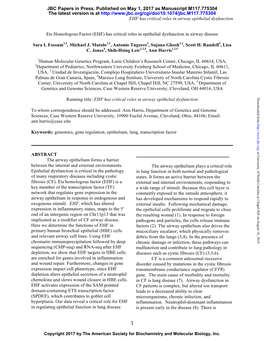 Has Critical Roles in Epithelial Dysfunction in Airway Disease