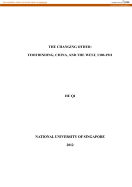 Footbinding, China, and the West, 1300-1911 He Qi