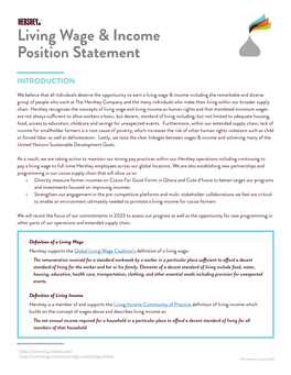 Living Wage & Income Position Statement