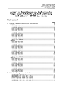 Anlage 1 Zur Geschäftsanweisung Des Kommunalen Trägers Zu Den Bedarfen Für Unterkunft Und Heizung Nach § 22 Abs