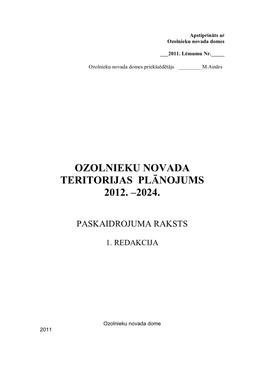 Ozolnieku Novada Teritorijas Plānojums 2012. –2024