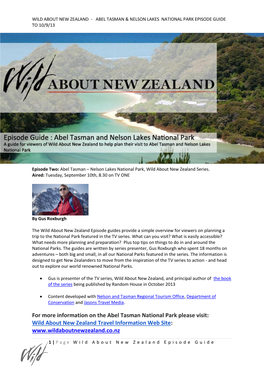 For More Information on the Abel Tasman National Park Please Visit: Wild About New Zealand Travel Information Web Site