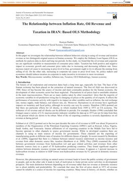 The Relationship Between Inflation Rate, Oil Revenue and Taxation In