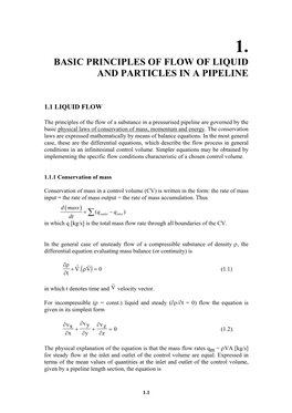 Basic Principles of Flow of Liquid and Particles in a Pipeline