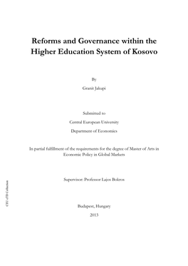 Reforms and Governance Within the Higher Education System of Kosovo